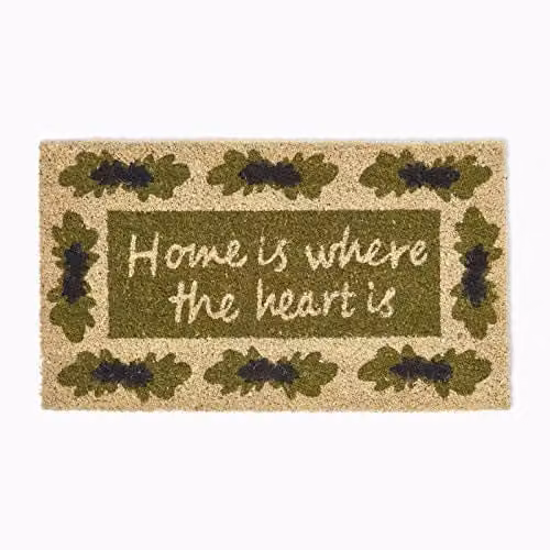 Homescapes Green Coir and PVC Rectangular Doormat, W/D/H: 70 x 40 x 2 cm