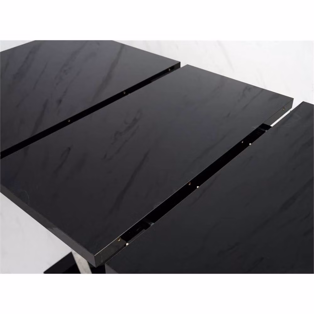 Nordara Modern Extendable Rectangular Dining Table in Black and Glass with X-Frame – 3
