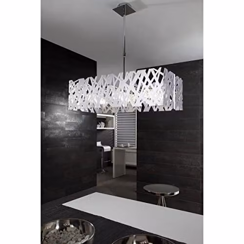 Netlighting Mantra Fusion Tokio Rectangular Telescopic 4 Light G9 Ceiling Light in Gloss White and Polished Chrome – 4