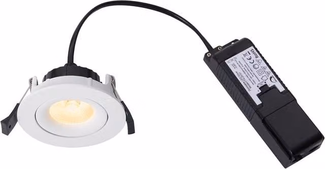 Nordlux Aliki Recessed LED Downlight, White Metal, IP44, 2700k Warm White, Mains Operated