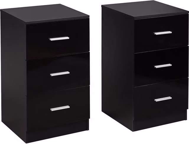 Costway Set of 2 Black 3-Drawer Storage Chests and Night Stands – 1