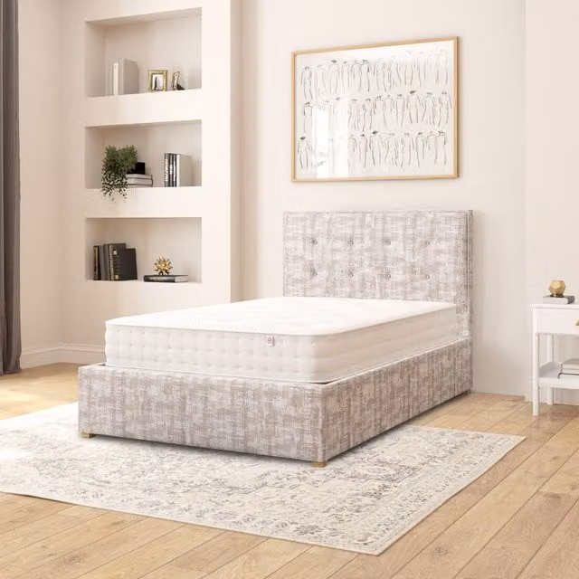 Aspire Presley Small Double Ottoman Storage Bed in Grey Distressed Velvet Fabric