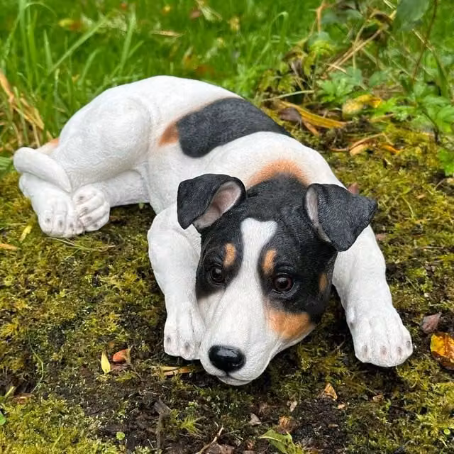 Animal Crackers Jack Russell Terrier Lifelike Figurine Decoration and Memorial, Length: 46 cm