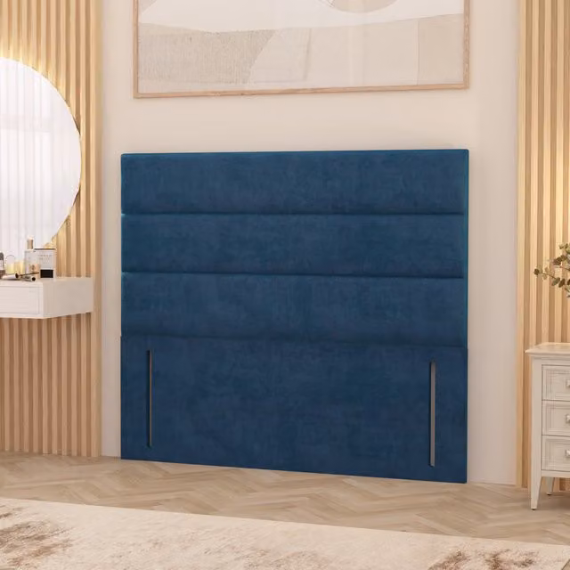 Horizona Navy Blue Plush Velvet Single Floor Standing Upholstered Headboard