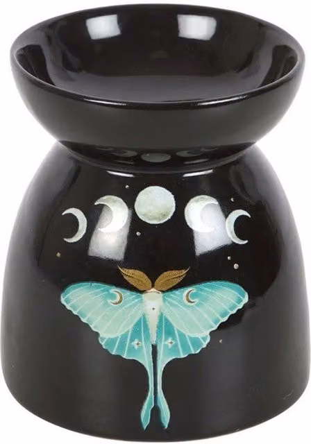 KDMD Luna Moth Ceramic Oil Burner in Black and Silver – 1