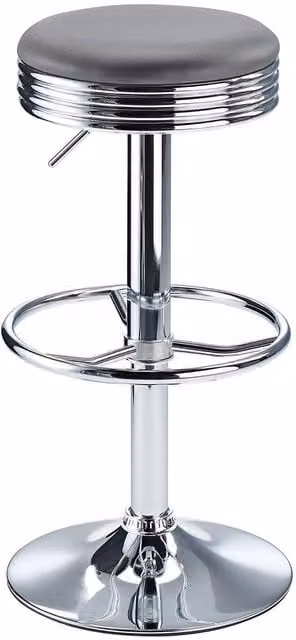 netfurniture Calif Adjustable Bar Stool in Grey Synthetic Leather with Metal Frame – 1