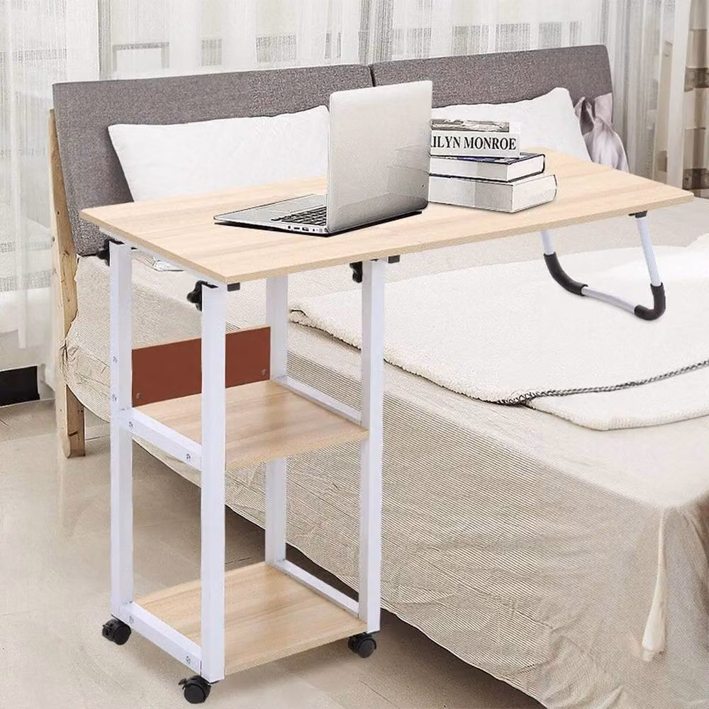 EONLION 2 in 1 Foldable Overbed Laptop Desk with Shelf in Brown – 3