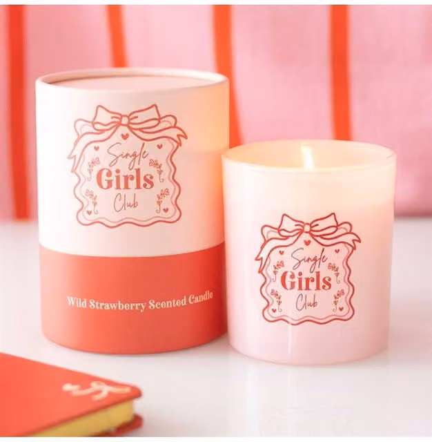KDMD Single Club Wild Strawberry Fruity Scented Candle in a Pink Glass Jar, 35 g
