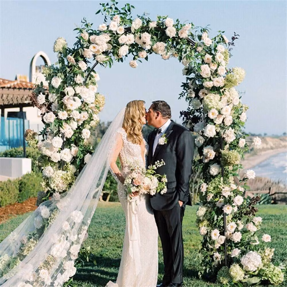NESTLUNE XL Solid Metal Garden Arbour Wedding Party Arch in Black – 4