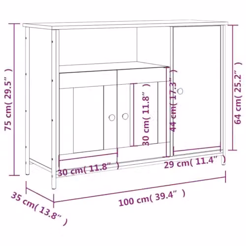 vidaXL Modern Sideboard Storage Cabinet in Sonoma Oak Engineered Wood – 3