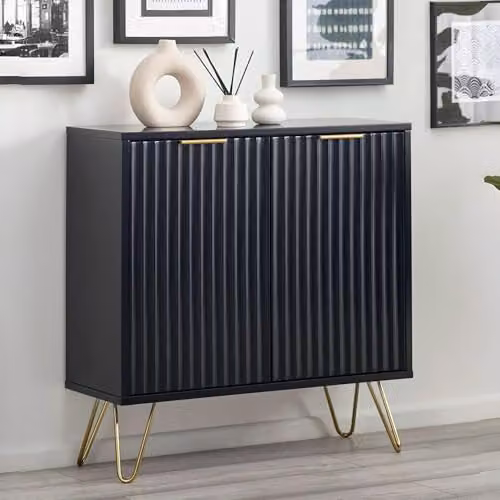Julian Bowen Murano Compact 2 Door Sideboard in Black and Gold
