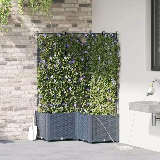 Berkfield Home Garden Planters with Water Irrigation System, 3 Piece Set, Grey