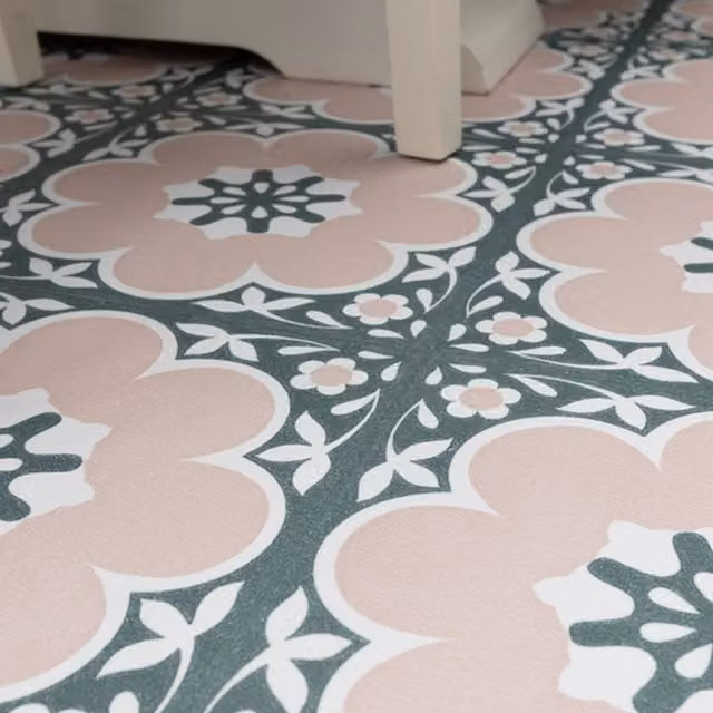 Fine Decor Daphne Pink Self-Adhesive Retro Vinyl Floor Tiles, 0.93sqm (10 Pack)