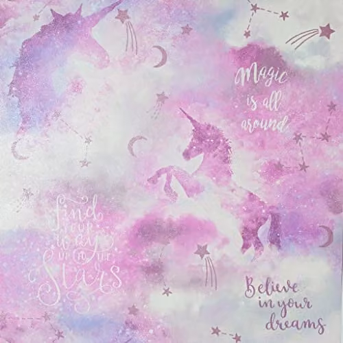 Arthouse Galaxy Unicorn Wallpaper in Pink, White and Multicolour, W: 53 cm x L: 1005 cm – 1