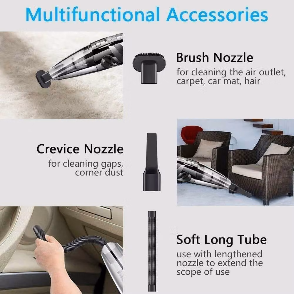 NESTLUNE Cordless Wet and Dry Handheld Car Vacuum Cleaner in Black, H 100 cm x W 15 cm – 4