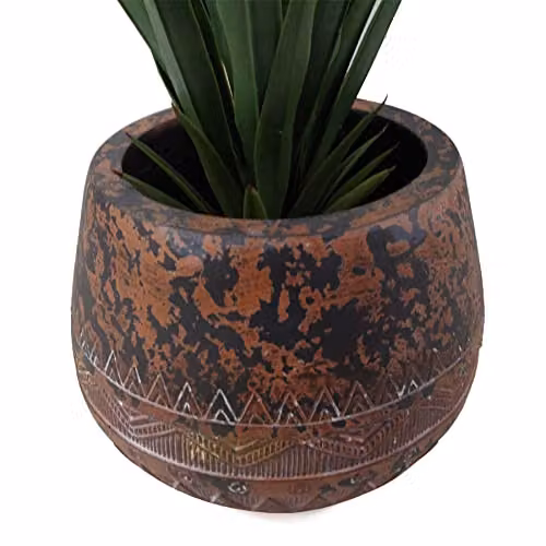 Leaf Large Composite Planter in Dark Brown and Black with Floral Design – 2