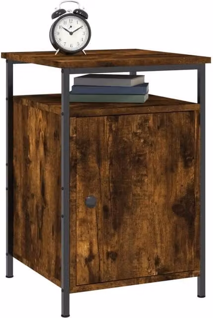 Berkfield Home Smoked Oak Bedside Cabinet in Brown, W/D/H: 40 x 42 x 60 cm – 1