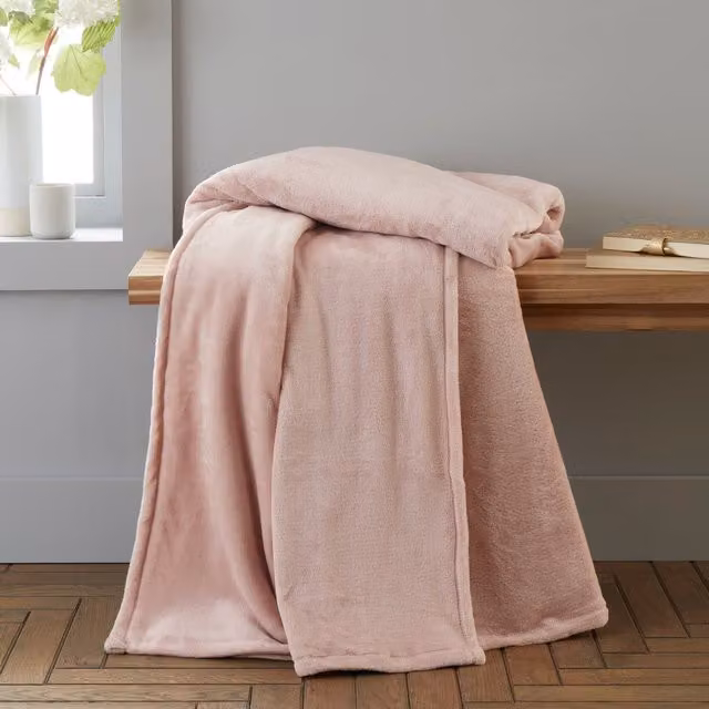 Catherine Lansfield Raschel Velvet Touch Blanket Throw in Pink, W 200 cm x D 240 cm – 1
