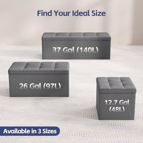 MCC Direct Foldable Upholstered Storage Ottoman Bench in Grey, W/D/H: 110 x 36 x 36 cm – 7