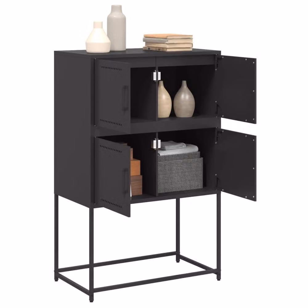 Berkfield Home Industrial Matt Black Steel Sideboard W/D/H: 68.5 x 38.5 x 107 cm – 3