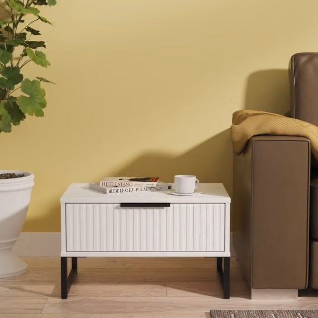 2 U Menai Ready Assembled 1 Drawer Wide Side Table in White – 1
