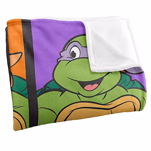 LOGOVISION Teenage Mutant Ninja Turtles TMNT Turtle Tiles Silky Touch Super Soft Fleece Throw Blanket, White, W/D/H: 152 x 127 cm – 2