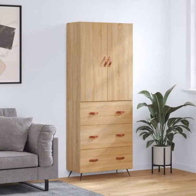 Berkfield Home Sonoma Oak Highboard in Brown, W/D/H: 69.5 x 34 x 180 cm – 1