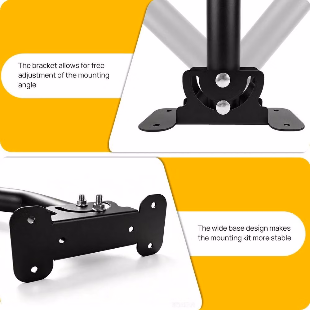 VOGREX Starlink Gen3 Roof Pole Mount Pipe Adapter Kit in Black – 4