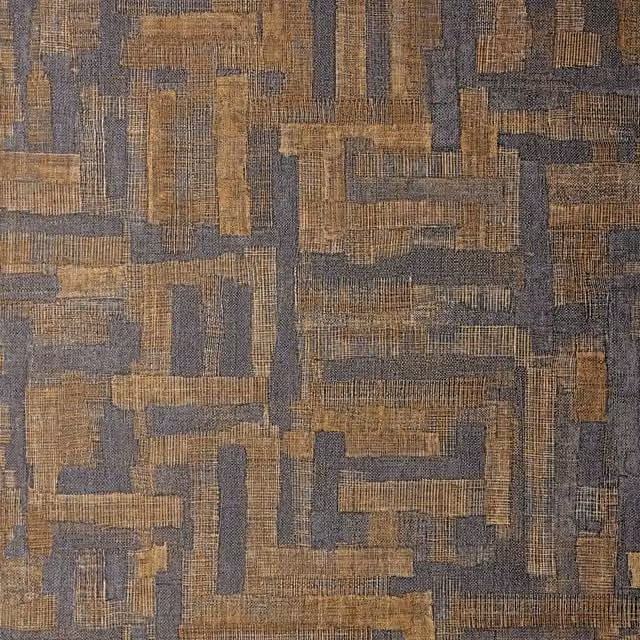 I Love Wallpaper Modern Abstract Geometric Hessian Weave Wallpaper in Brown and Blue