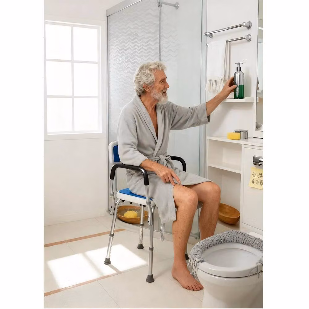 Havendro Adjustable Blue Shower Chair for Elderly and Disabled with 120kg Capacity – 3