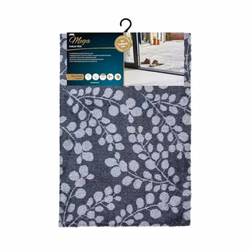 JVL Mega Machine Washable Non-Slip Entrance Doormat, Blue and Grey Floral Design, W: 150 cm, D: 50 cm – 5