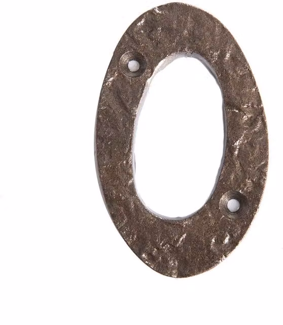 Hammer and Tongs Rustic Iron Numeral 0 Wall Decor in Grey and Brown