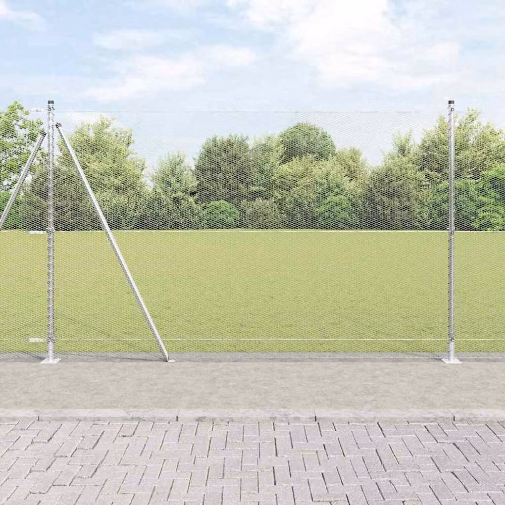 Berkfield Home Hexagon Fence in Silver Galvanised Steel, H: 160 cm, L: 25 m – 2