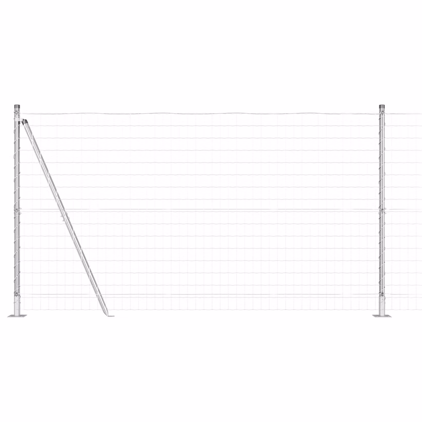 Berkfield Home Euro Fence with 7 Flanged Posts, Galvanised Steel Wire Mesh, Silver/Grey, W: 10 m, H: 1.2 m – 2
