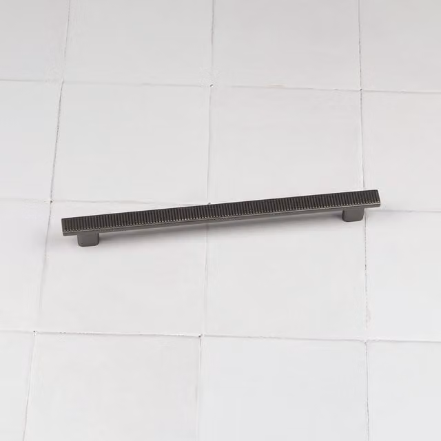 Handle & Home Ribbed Detailing Bar Handles and Coordinating Knobs in Matt Anthracite Grey Zinc