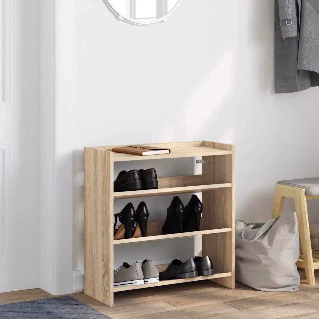 Berkfield Home Sonoma Oak Shoe Rack in Brown, W/D/H: 60 x 25 x 62 cm – 3