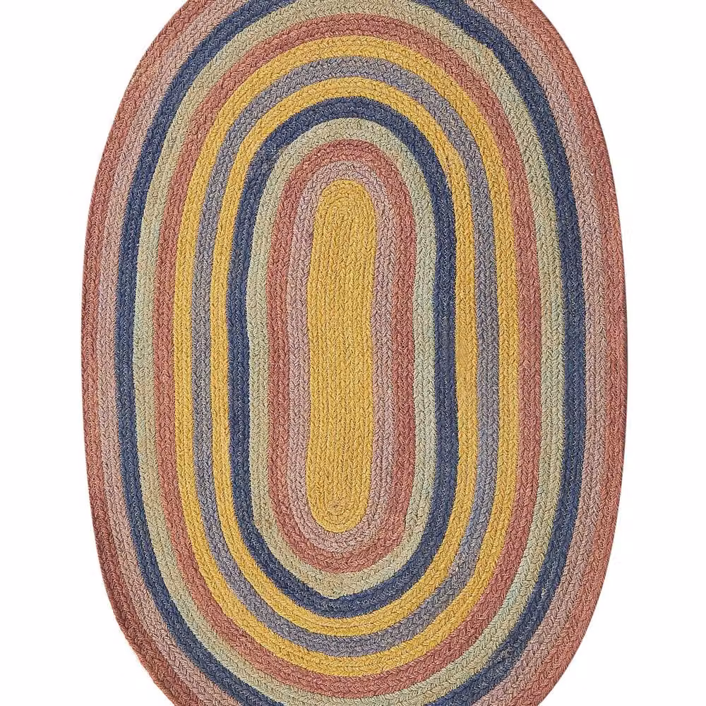 Wyld and Coco Kids Handwoven Jute Oval Rug, Multicolour, W: 70 cm, L: 100 cm – 2