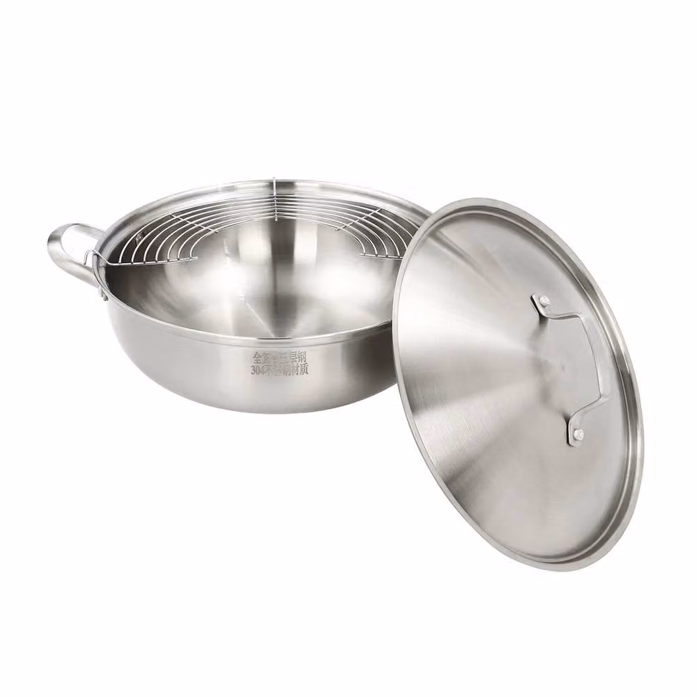 FLAVORA 304 Stainless Steel Wok with Glass Lid, Silver, W/D/H: 100 x 60 x 60 cm – 2