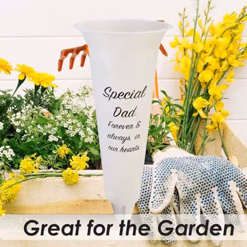 VFM e-Store Memorial Condolence Planter Ornament, White, H 32.5 cm x W 10 cm – 3
