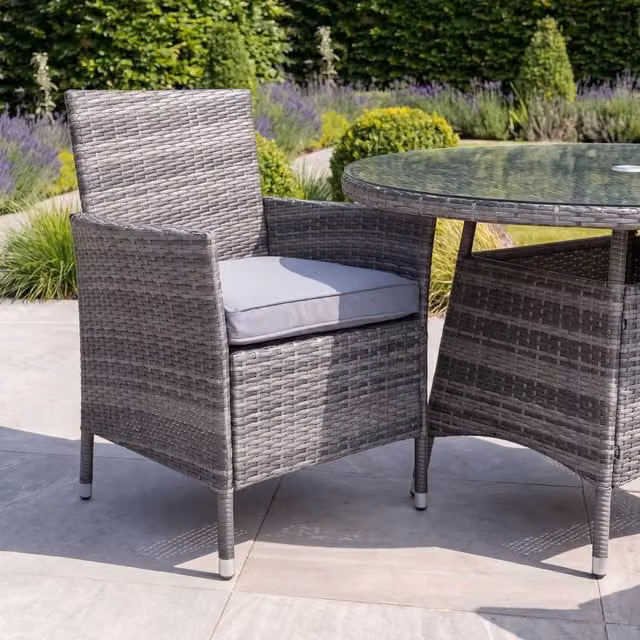 Charles Bentley Pair of Grey Rattan Dining Chairs W/D/H: 60 x 60 x 86 cm