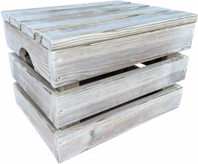 Buttercup Farm Large Rustic Slatted Wooden Storage Crate in Brown and Grey, W/D/H: 37.0 x 37.0 x 31.0 cm – 1