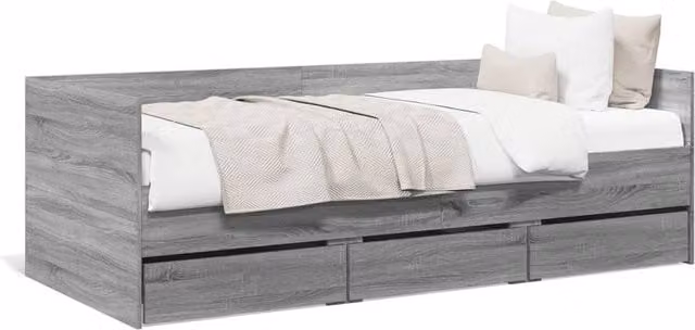 Berkfield Home Grey Sonoma Single Daybed with Drawers, W/D/H: 90 x 190 cm