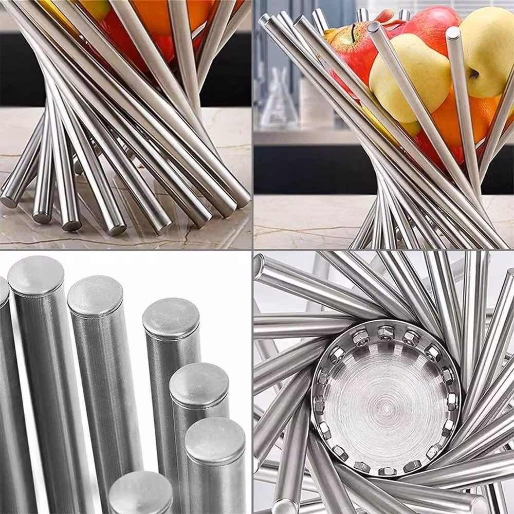 FLAVORA Silver Freestanding Fruit Bowl for Kitchen Counters – 4