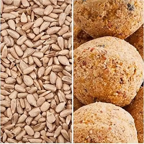 Happy Beaks Premium Wild Bird Food Sunflower Seeds Hearts and Suet Fat Balls High Energy Feed 78kg