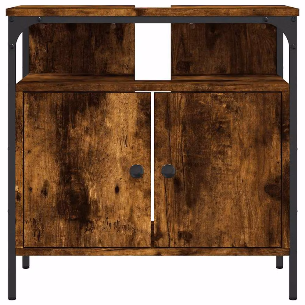 Berkfield Home Smoked Oak Bathroom Sink Cabinet in Brown, W/D/H: 60 x 30 x 60 cm – 3