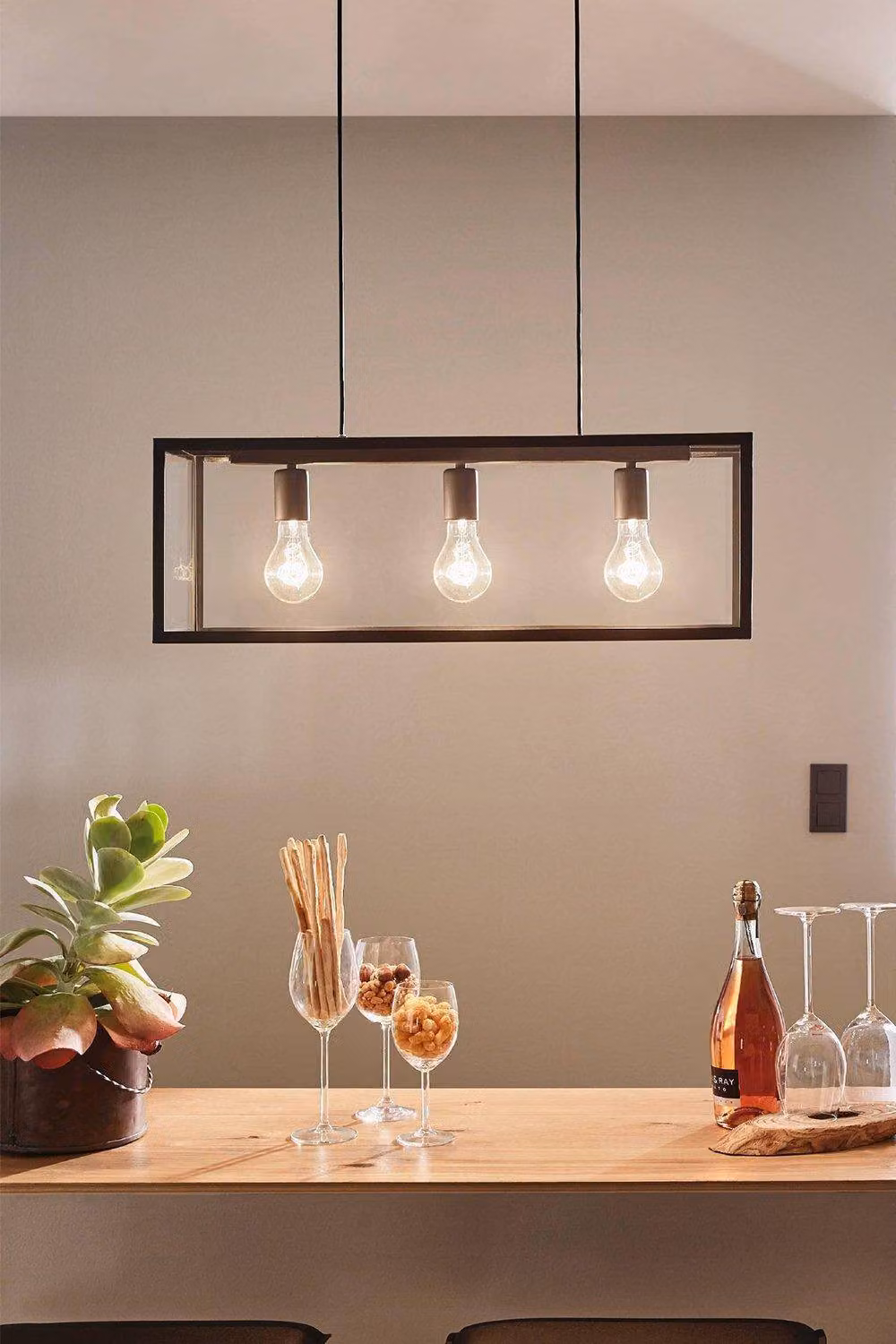 Eglo Charterhouse Black Metal and Transparent Glass Caged Pendant Light – 3