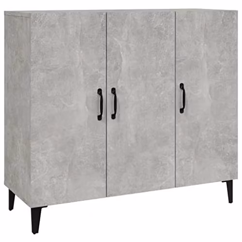 vidaXL Industrial Sideboard in Concrete Grey, W/D/H: 90 x 34 x 80 cm, Made of MDF