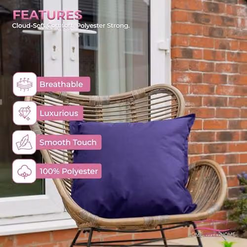 Snug City Waterproof Outdoor Square Garden Cushion Covers, Purple, Pack of 2, W/D/H: 45 x 45 x 45 cm – 6