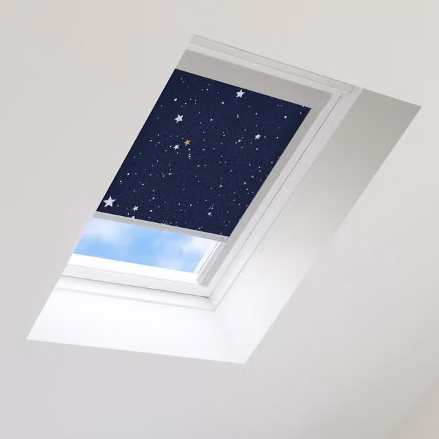 Bloc Blinds Blackout Night Sky Skylight Blind for Velux Roof Window, Silver Frame, 37 cm