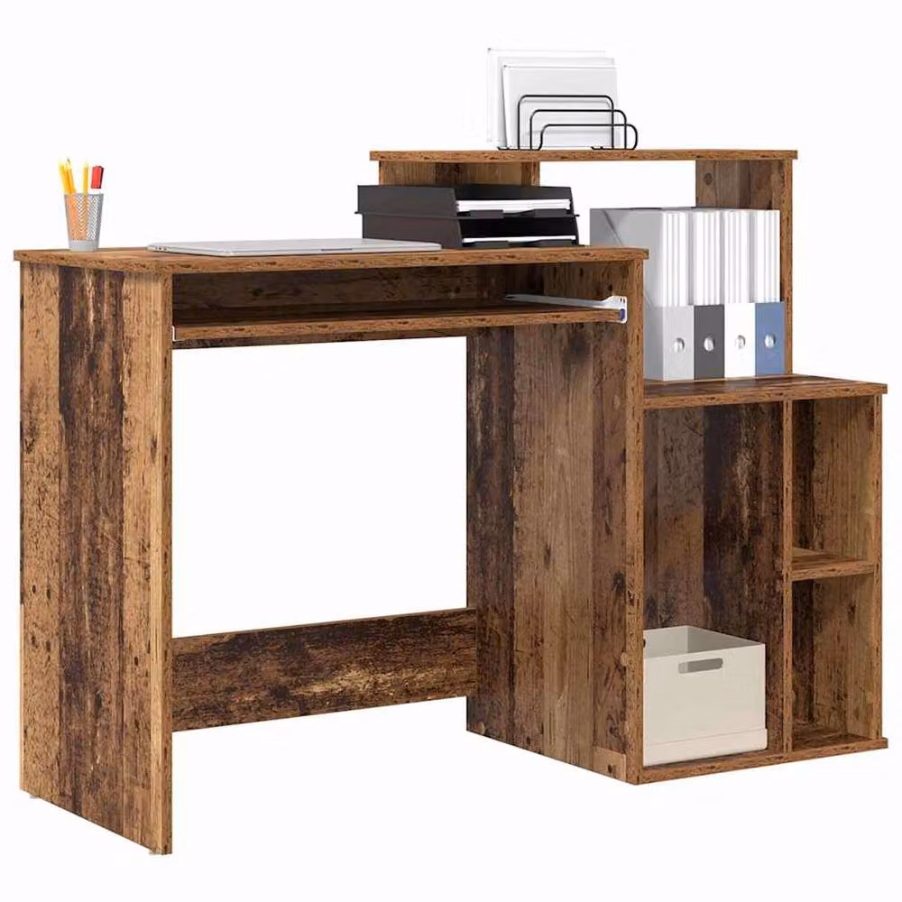 Berkfield Home Writing Desk in Old Wood Brown, W/D/H: 120.5 x 44 x 88.5 cm – 3